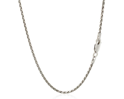 Sterling Silver Rhodium Plated Wheat Chain (1.50 mm)