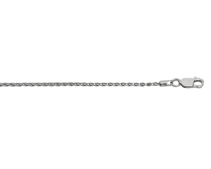 Sterling Silver Rhodium Plated Wheat Chain (1.50 mm)