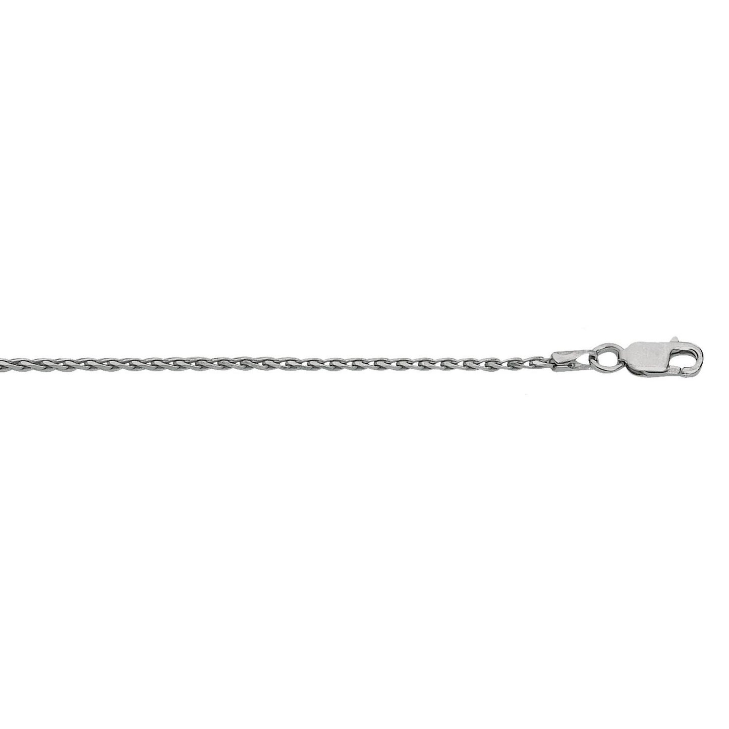 Sterling Silver Rhodium Plated Wheat Chain (1.50 mm)