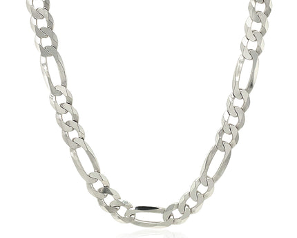 Rhodium Plated Sterling Silver Figaro Style Chain (5.40 mm)