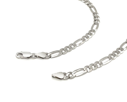 Rhodium Plated Sterling Silver Figaro Style Chain (5.40 mm)