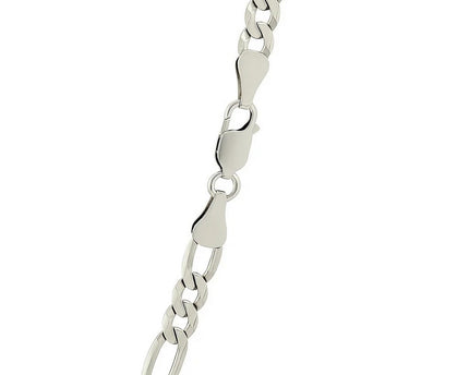 Rhodium Plated Sterling Silver Figaro Style Chain (5.40 mm)