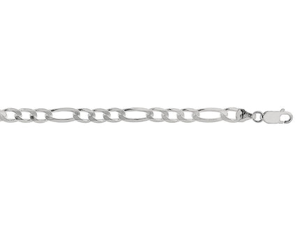 Rhodium Plated Sterling Silver Figaro Style Chain (5.40 mm)