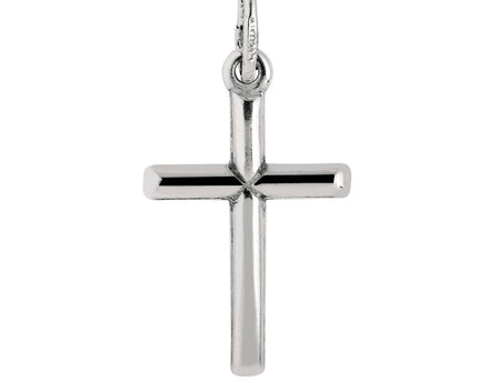 Sterling Silver Rhodium Plated Small Tube Cross Pendant