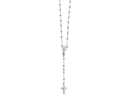 Fine Rosary Chain and Bead Necklace in Sterling Silver