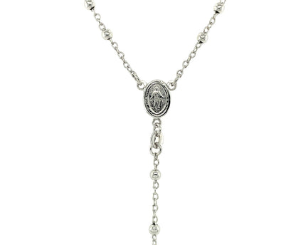 Fine Rosary Chain and Bead Necklace in Sterling Silver