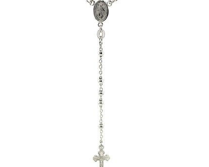 Fine Rosary Chain and Bead Necklace in Sterling Silver