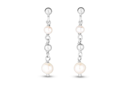 Sterling Silver Freshwater Pearl Bead Drop Earrings