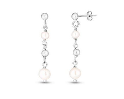 Sterling Silver Freshwater Pearl Bead Drop Earrings