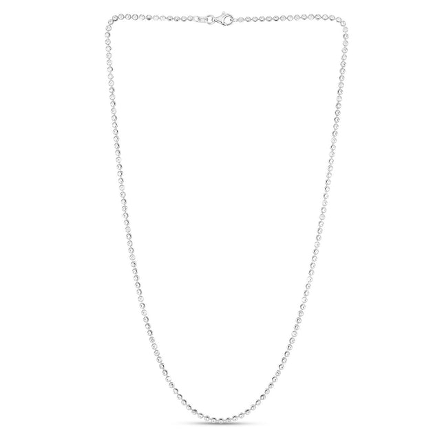 Sterling Silver Rhodium Plated Moon Cut Bead Chain (2.50 mm)