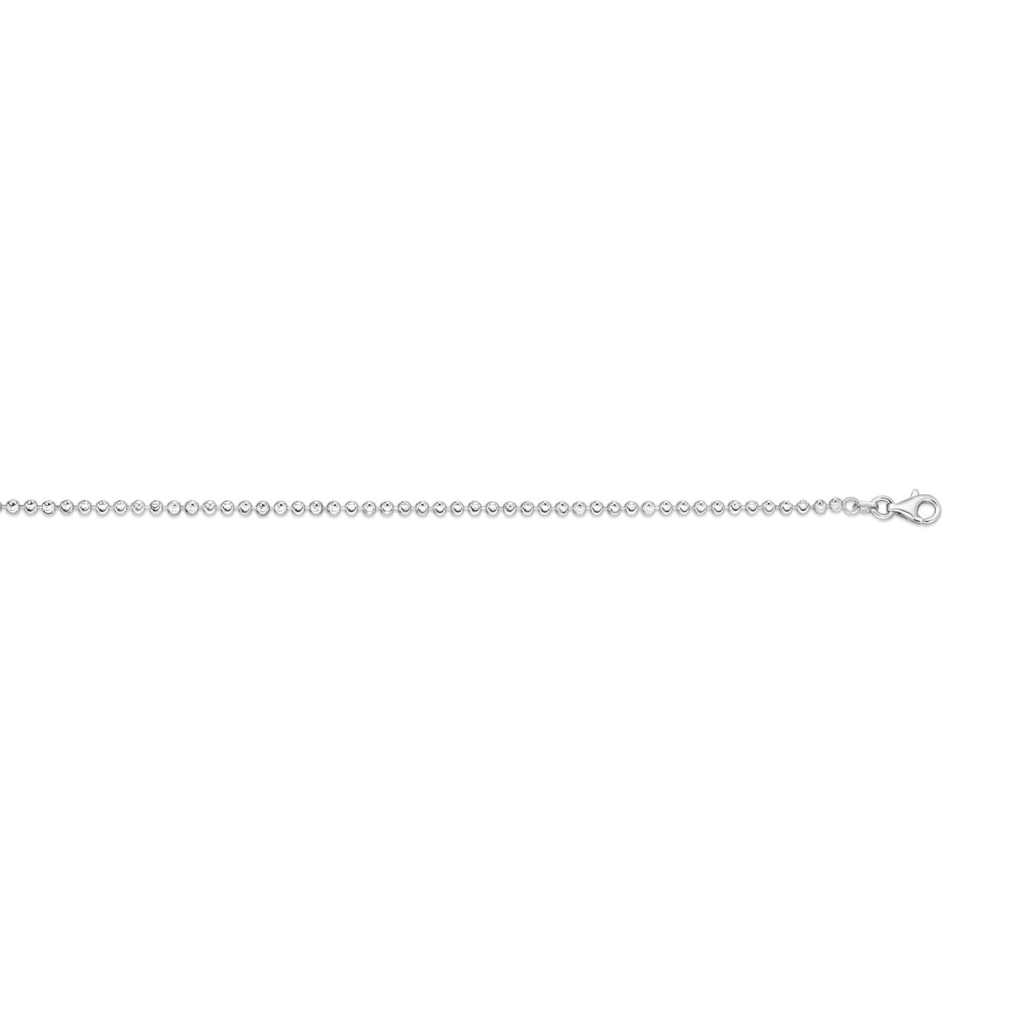 Sterling Silver Rhodium Plated Moon Cut Bead Chain (2.50 mm)