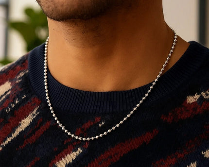 Sterling Silver Rhodium Plated Moon Cut Bead Chain (2.50 mm)