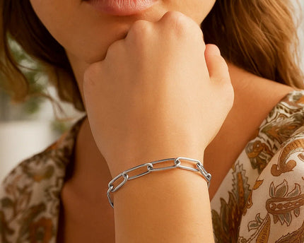 Sterling Silver Wide Paperclip Chain Bracelet (5.90 mm)