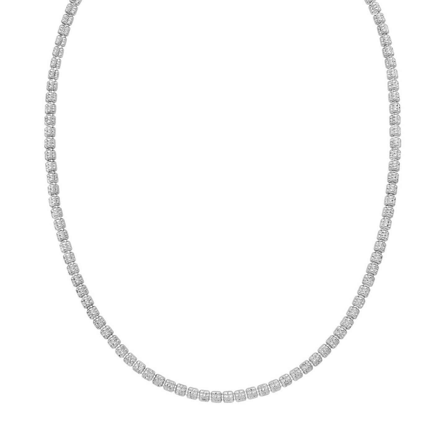 Sterling Silver Rhodium Plated Ice Barrel Chain (3.80 mm)
