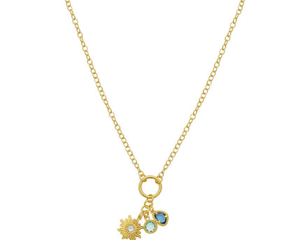 Sterling Silver Gold Plated Sunflower Cubic Zirconia Charm Necklace