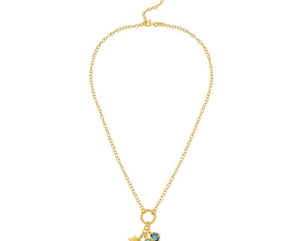Sterling Silver Gold Plated Sunflower Cubic Zirconia Charm Necklace