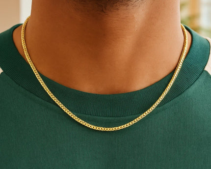 Sterling Silver Yellow Gold Plated Diamond Cut Franco Chain (3.20 mm)