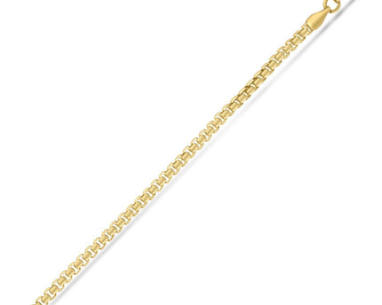 Sterling Silver Yellow Gold Plated Round Box Chain (2.60 mm)