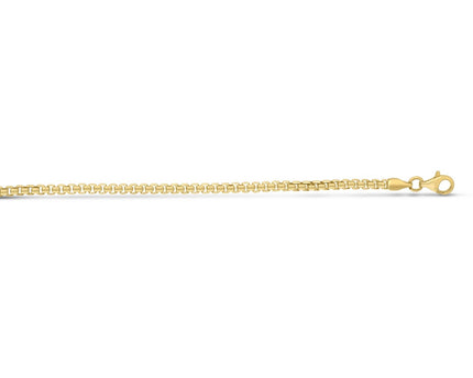 Sterling Silver Yellow Gold Plated Round Box Chain (2.60 mm)