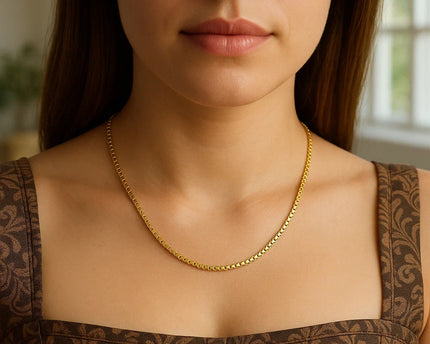 Sterling Silver Yellow Gold Plated Round Box Chain (2.60 mm)