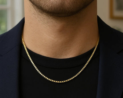 Sterling Silver Yellow Gold Plated Round Box Chain (2.60 mm)