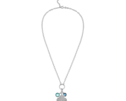 Sterling Silver Rhodium Plated Flower Cubic Zirconia Charm Necklace
