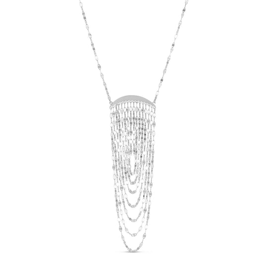 Sterling Silver Rhodium Plated Drape Necklace