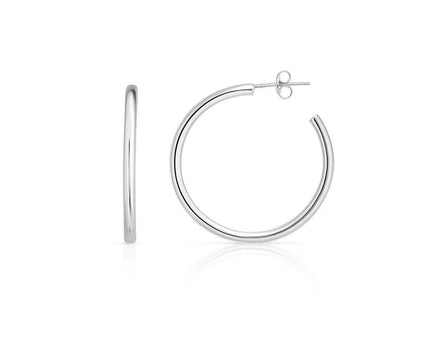 Sterling Silver Round Tube C Hoop Earrings