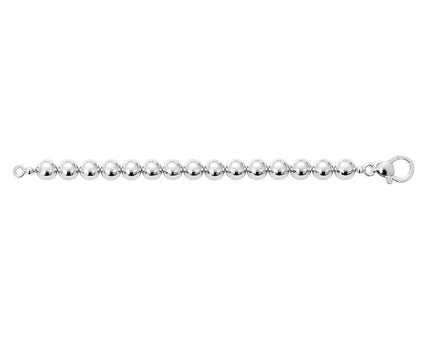Rhodium Plated Sterling Silver Bold Bead Bracelet (10.00 mm)