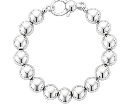 Rhodium Plated Sterling Silver Bold Bead Bracelet (10.00 mm)