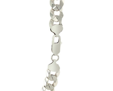 Rhodium Plated Sterling Silver Curb Style Chain (10.20 mm)