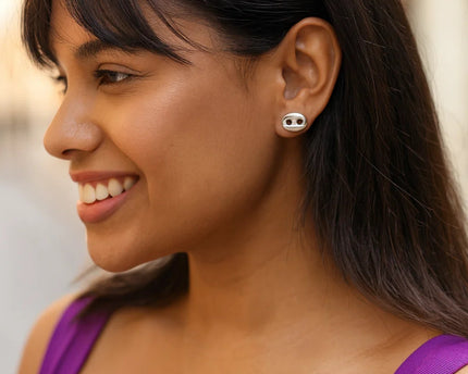 Sterling Silver Puffed Mariner Stud Earrings