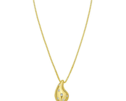 Sterling Silver Gold Plated Puffed Raindrop CZ Necklace