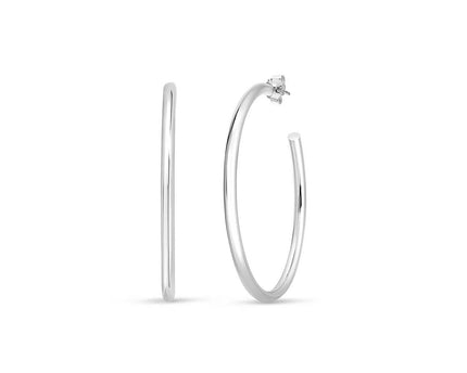 Sterling Silver Round Tube C Hoop Earrings
