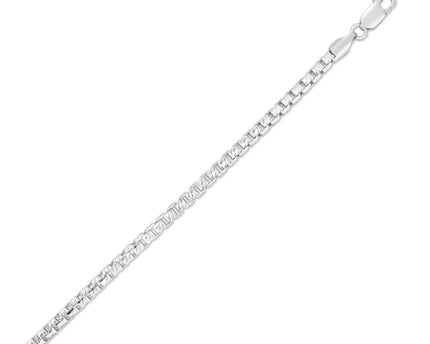 Sterling Silver Rhodium Plated Rockstar Cut Round Box Chain (3.90 mm)