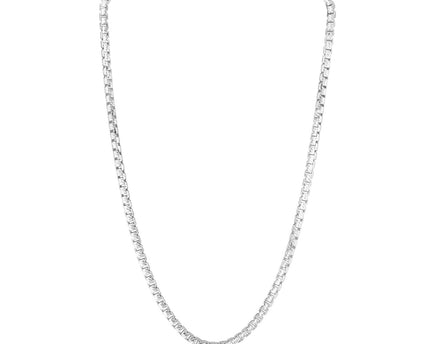 Sterling Silver Rhodium Plated Rockstar Cut Round Box Chain (3.90 mm)