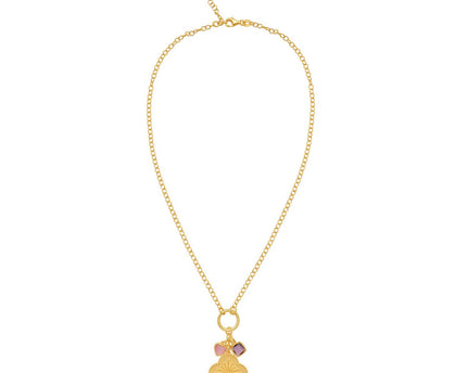 Sterling Silver Gold Plated Flower Cubic Zirconia Charm Necklace