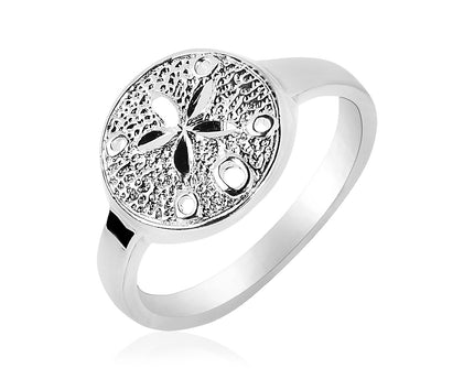 Sterling Silver Textured Sand Dollar Ring(2.50 mm)