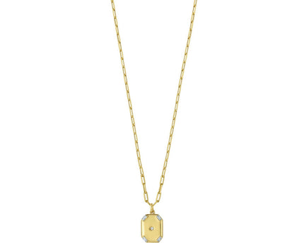 Sterling Silver Gold Plated Cubic Zirconia Octagonal Star Locket Necklace
