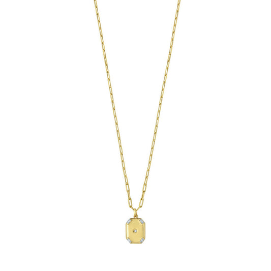 Sterling Silver Gold Plated Cubic Zirconia Octagonal Star Locket Necklace