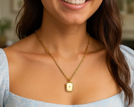 Sterling Silver Gold Plated Cubic Zirconia Octagonal Star Locket Necklace