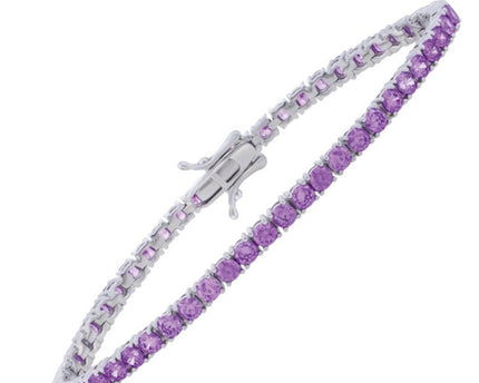 Sterling Silver Purple CZ Tennis Bracelet (3.30 mm)