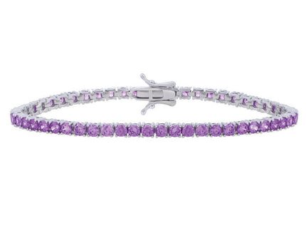 Sterling Silver Purple CZ Tennis Bracelet (3.30 mm)