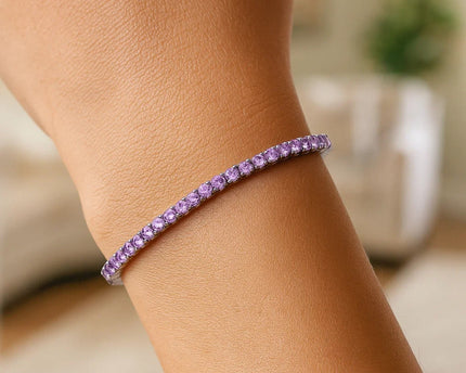 Sterling Silver Purple CZ Tennis Bracelet (3.30 mm)