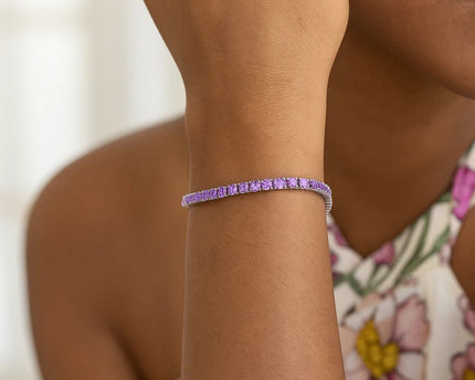 Sterling Silver Purple CZ Tennis Bracelet (3.30 mm)