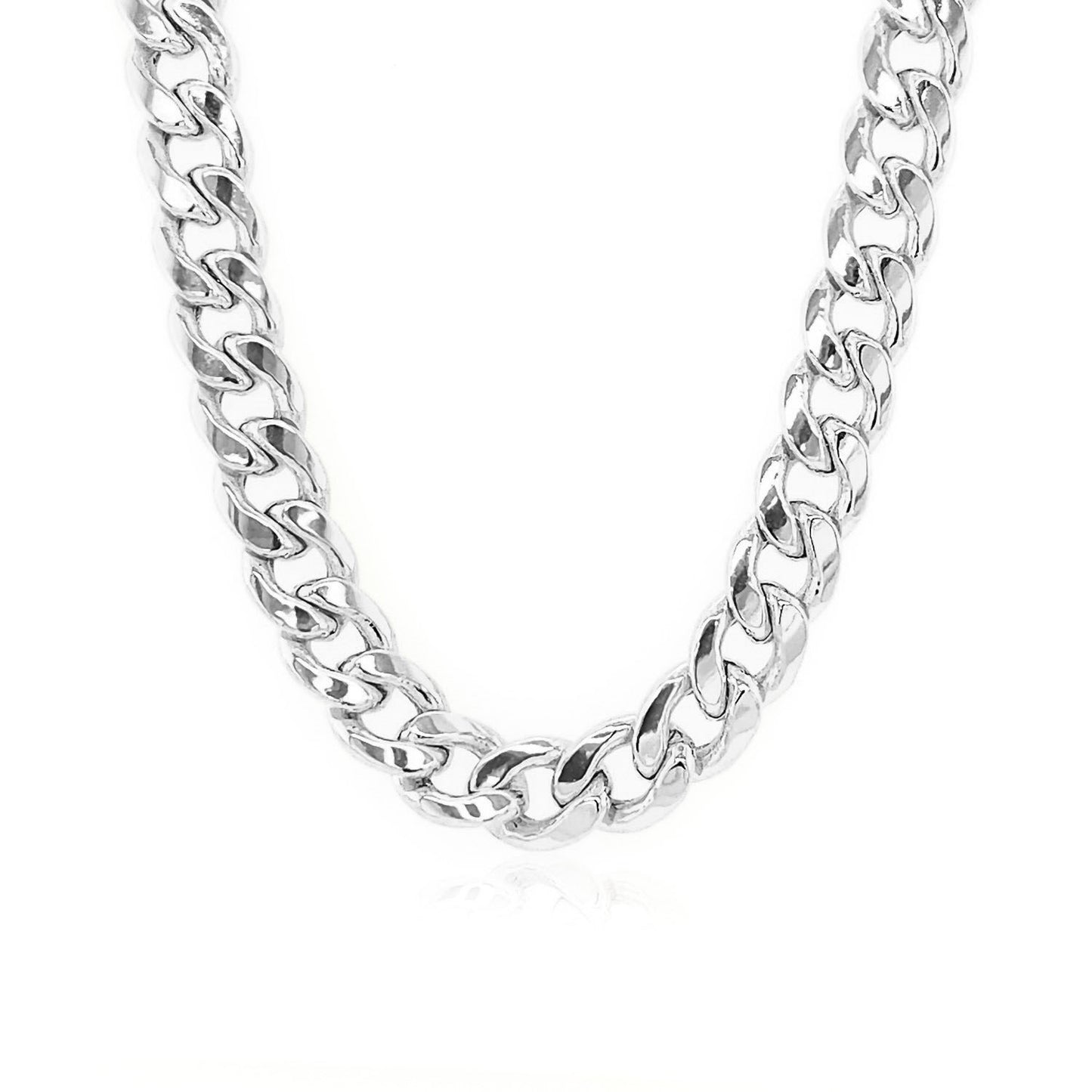 14K White Gold Miami Cuban Semi Solid Chain (7.00 mm)