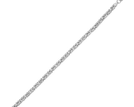 Sterling Silver Rhodium Plated Lite Square Byzantine Chain (4.20 mm)