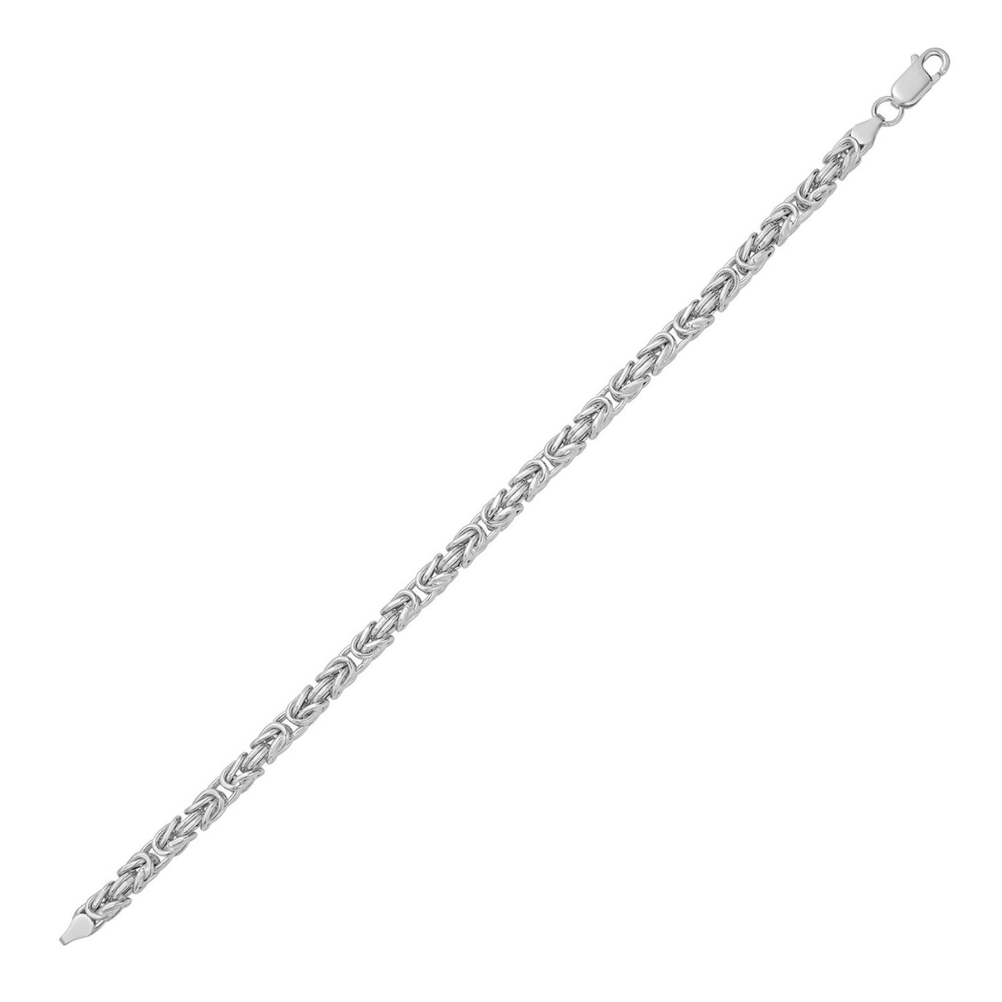 Sterling Silver Rhodium Plated Lite Square Byzantine Chain (4.20 mm)