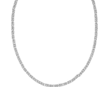 Sterling Silver Rhodium Plated Lite Square Byzantine Chain (4.20 mm)