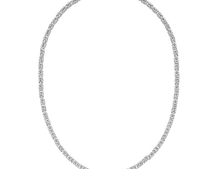 Sterling Silver Rhodium Plated Lite Square Byzantine Chain (4.20 mm)
